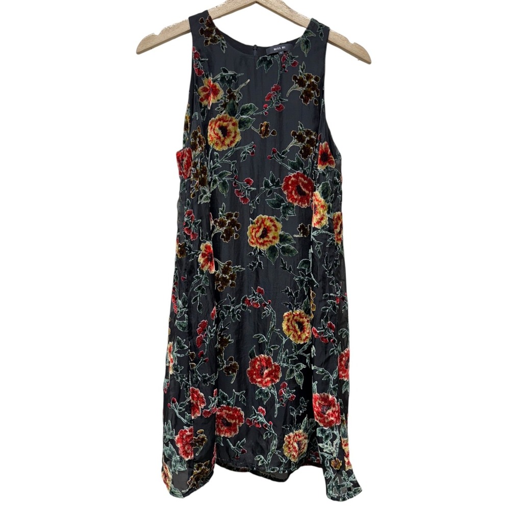 Miss Me Floral Velvet Burnout Mini Dress Sz S Y2K Whimsigoth Fairy Grunge